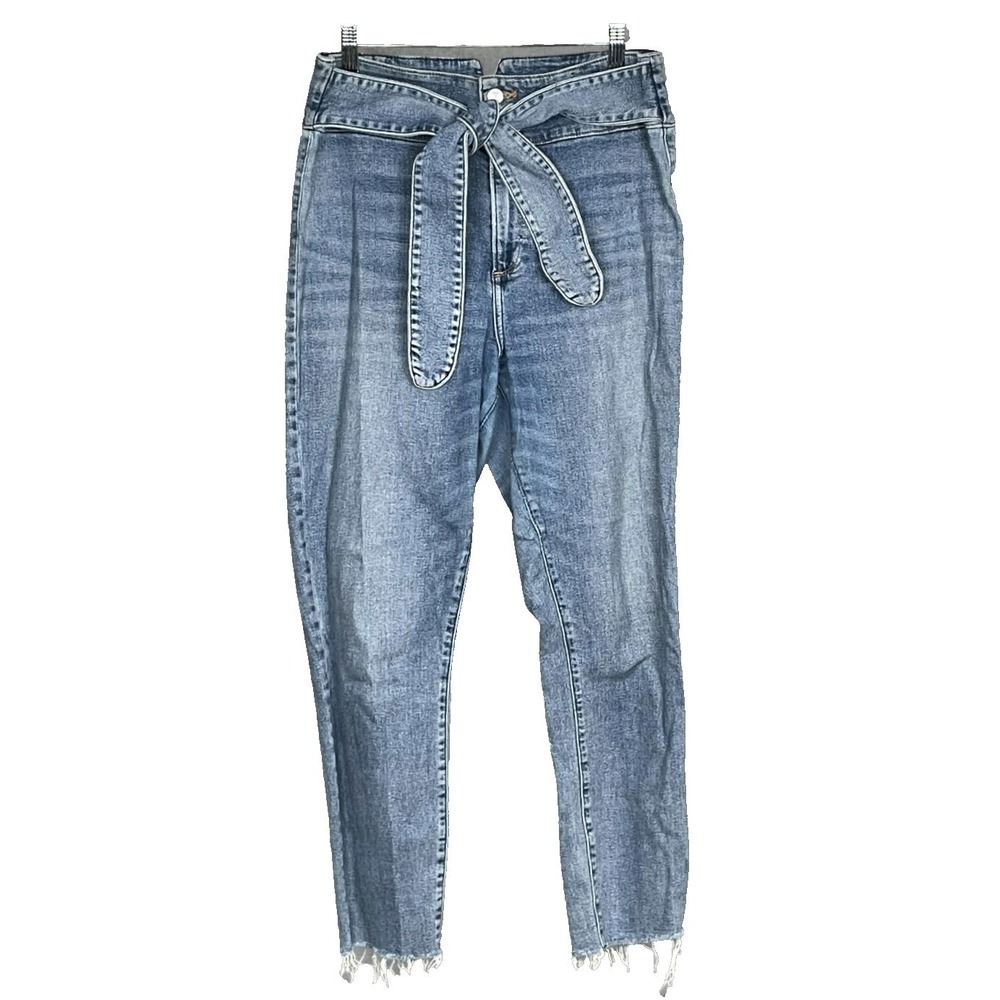Abercrombie Fitch Tied Straight Leg Ankle Cigarette‎ Jeans Size 12 Raw Hem Boho